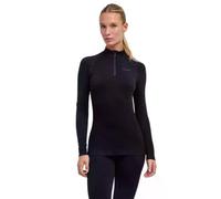 FALKE Maximum Warm High Zip Neck W L/s Sh fil fonctionnel séchage rapide 1 pièce, Couche de base supérieure Femme, Noir Black 3000, XS