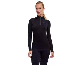 FALKE Maximum Warm High Zip Neck W L/s Sh fil fonctionnel séchage rapide 1 pièce, Couche de base supérieure Femme, Noir Black 3000, XL