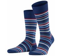 Falke Pour des hommes Microblock Rayé Coton Chaussettes - Bleu