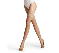 FALKE Seidenglatt 15 DEN Lace W Stu transparent uni 1 paire, Bas autofixant Femme, Effet peau Powder 4169, M