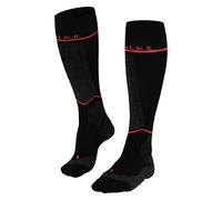 FALKE SK Energizing Wool W Kh respirantes 1 paire, Chaussettes de ski Femme, Noir Black-Neon Red 3178, 35-38