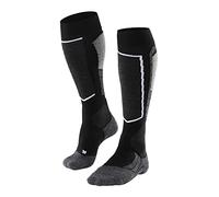 FALKE SK2 Chaussettes Mi-bas Ski Homme - Mélange Laine, Plusieurs Couleurs, Du 39 au 48, 1 Paire - Chaudes, renforcées pour une protection optimale, pour skieurs de tous niveaux - Noir/Gris - 42/43 EU