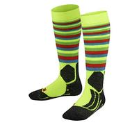 FALKE SK2 Intermediate Stripes K KH laine chaudes épaisses 1 paire, Chaussettes de ski Mixte enfant, Jaune (Lightning 1690), 31-34