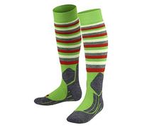 FALKE SK2 Intermediate Stripes K KH laine chaudes épaisses 1 paire, Chaussettes de ski Mixte enfant, Vert (Vivid Green 7231), 31-34