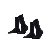 FALKE Softmerino Multipack W So laine coton unies lot de 2 paires, Chaussettes Femme, Bleu Dark Navy 6379, 41-42