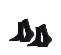 FALKE Softmerino Multipack W So laine coton unies lot de 2 paires, Chaussettes Femme, Noir Black 3009, 37-38