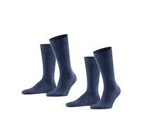 FALKE Swing Multipack M So coton unies lot de 2 paires, Chaussettes Homme, Bleu Navy Blue Melange 6490, 43-46