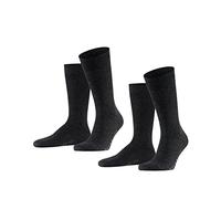 FALKE Swing Multipack M So coton unies lot de 2 paires, Chaussettes Homme, Gris Anthracite Melange 3080, 43-46