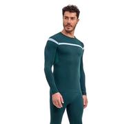FALKE Warm Round Neck M L/s SH Fil Fonctionnel séchage Rapide 1 pièce, Couche de Base supérieure Homme, Vert Holly 7385 Trend, XL