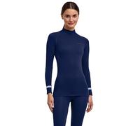 FALKE Warm Turtleneck W L/s SH Fil Fonctionnel séchage Rapide 1 pièce, Couche de Base supérieure Femme, Bleu Space Blue 6116 Trend, XL
