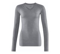 Falke Wool-Tech Light V Neck W L/S SH Laine séchage Rapide 1 pièce, Couche de Base supérieure Femme, Gris (Grey-Heather 3757), M