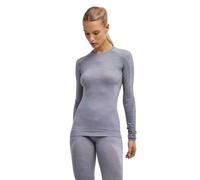 FALKE Wool-Tech Light Round Neck W L/s SH Laine Fil Fonctionnel séchage Rapide 1 pièce, Couche de Base supérieure Femme, Gris Grey-Heather 3757, S