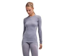FALKE Wool-Tech Light Round Neck W L/s SH Laine Fil Fonctionnel séchage Rapide 1 pièce, Couche de Base supérieure Femme, Gris Grey-Heather 3757, L