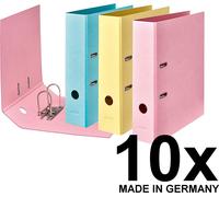 FALKEN 15081382F 10 FALKEN PURE Classeur Pastel Jaune Vanille, Rose Flamant, Bleu Ciel Carton 8,0 cm DIN A4