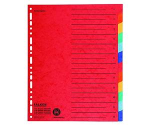 Falken 20x intercalaires en carton extra-larges pour A4+ 24,5 x 30 cm avec impression organisationnelle, 12 pièces, entièrement colorés, 2 x 6 couleurs, pour le rangement de pochettes pour prospectus