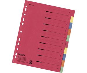 Falken 80086390 Répertoire DIN A4, extra-large blanc Carton multicolore 10 onglets avec impression pour classement 80086390