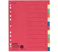 Falken Lot de 12 intercalaires en carton pour format A4+ 24,5 x 30 cm, pleine hauteur avec impression organisationnelle, couleur unie 2 x 6 couleurs pour le rangement des pochettes prospectus