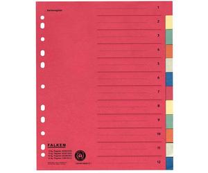 Falken Carton Registre (A4) Carton Onglet Pour Din A4 12 Pièces 12-Teilig Rot
