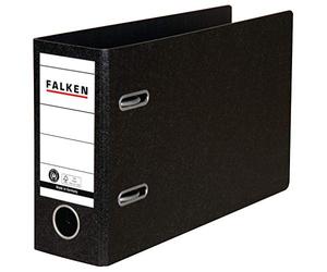 Falken Classeur format spécial en carton rigide. Fabriqué en Allemagne. 8 cm de large, format DIN A5 paysage, noir, relevés bancaires
