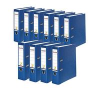 Falken - Classeur Rigide DIN A4 10er Pack breit bleu | Fabriqué en Allemagne, extérieur en plastique, intérieur en papier, végétalien