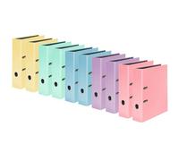 Falken Lot de 10 classeurs. Fabriqué en Allemagne, 8 cm de large, format DIN A4 couleur pastel et assortie, en plastique, à motifs