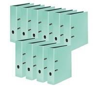 Falken Lot de 10 classeurs PastellColor. Fabriqué en Allemagne. 8 cm, DIN A4. Papier noir à l'intérieur. Vert menthe.