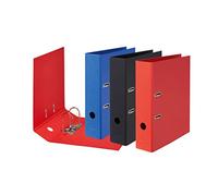 Falken Lot de 10 classeurs vegan Pure Color. 8 cm de largeur, format A4, couleurs assorties (rouge, bleu, noir)