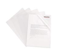 Falken Lot de 100 pochettes en plastique PP standard. Pour format A4, transparentes, grainées, incolores, ouvertes sur le dessus et sur les côtés, pour le bureau et l'organisation mobile.