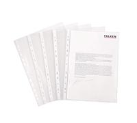 Falken Lot de 100 pochettes transparentes en plastique PP standard. Format A4, transparentes, ouvertes en haut, idéales pour classeurs, cahiers à spirale et chemises.