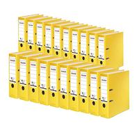 Falken lot de 20 Classeur écologiques Recycolor. Fabriqué en Allemagne. 8 cm, DIN A4, jaune. Revêtement extérieur en papier coloré. 1 pièce