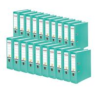 Falken Lot de 20 classeurs en plastique PP Color. Fabriqué en Allemagne. Largeur 8 cm, format A4, couleur pastel turquoise, vegan.