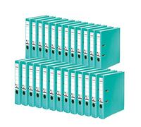 Falken lot de 25 Classeur écologiques Recycolor. Fabriqué en Allemagne. 5 cm, DIN A4, turquoise pastel. Revêtement extérieur en papier coloré.