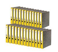 Falken lot de 25 Classeurs écologiques Recycling. Fabriqué en Allemagne. 5 cm, DIN A4, dos jaune. Revêtement extérieur en papier marbré.