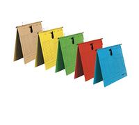 Falken Lot de 5 chemises à rabats UniReg. Fabriquées en Allemagne. Agrafage commercial, en carton recyclé, format A4, couleurs assorties