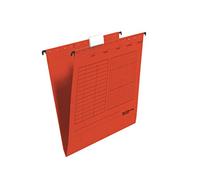 Falken Lot de 5 chemises suspendues UniReg. Fabriquées en Allemagne. En carton recyclé pour format DIN A4, ouvertes sur le côté, rouges
