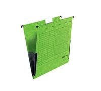 Falken Lot de 5 pochettes suspendues UniReg. Fabriquées en Allemagne. En carton recyclé pour format A4 avec languettes en lin vertes