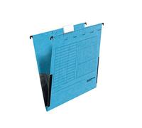 Falken Lot de 5 pochettes suspendues UniReg. Fabriquées en Allemagne. En carton recyclé pour format A4 avec languettes en toile bleues