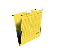 Falken Lot de 5 pochettes suspendues UniReg. Fabriquées en Allemagne. En carton recyclé pour format A4 avec languettes en lin jaunes