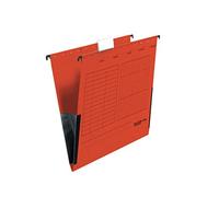 Falken Lot de 5 pochettes suspendues UniReg. Fabriquées en Allemagne. En carton recyclé pour format A4 avec languettes en toile rouge