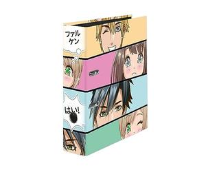Falken - Réf. 21002192000F -1 classeur à levier 2 anneaux Manga Faces - Format A4 - Dos de 80 mm - Mécanique 70 mm - Dimensions : Longueur 28,5 x largeur 8 cm x hauteur 31,8 cm - motif Manga Faces