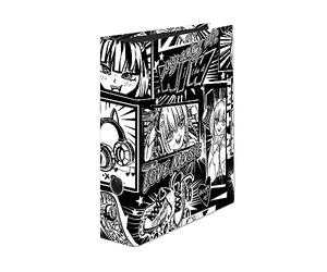 Falken - Réf. 21002200000F -1 classeur à levier 2 anneaux Manga Black&White - Format A4 - Dos de 80 mm - Mécanique 70 mm - Dimensions : Longueur 28,5 x largeur 8 cm x hauteur 31,8 cm - Black&White