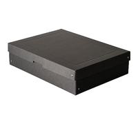 Falken - Réf. 22001680000F - PureBox - 1 boîte de rangement avec couvercle - emballage cadeau - sans plastique - Format A3 - hauteur 40 mm - poignée découpée - entourée d'un ruban - Couleur noire