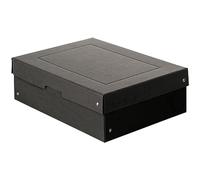 Falken - Réf. 22001696000F - PureBox - 1 boîte de rangement avec couvercle - emballage cadeau - sans plastique - Format A4 - hauteur 40 mm - poignée découpée - entourée d'un ruban - Couleur noire