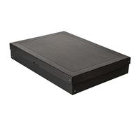 Falken - Réf. 22001760000F - PureBox - 1 boîte de rangement avec couvercle - emballage cadeau - sans plastique - Format 190 x 130 mm - hauteur 25 mm - poignée découpée - entourée d'un ruban - Noir