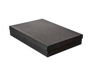 Falken - Réf. 22001760000F - PureBox - 1 boîte de rangement avec couvercle - emballage cadeau - sans plastique - Format 190 x 130 mm - hauteur 25 mm - poignée découpée - entourée d'un ruban - Noir