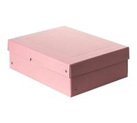 Falken - Ref. 22001888000F - PureBox Pastel - 1 boîte de rangement avec couvercle - emballage cadeau - sans plastique - format A4 - hauteur 100 mm - poignée découpée - entourée d'un ruban - rose vif
