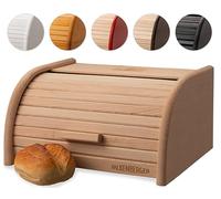 FALKENBERGER Boîte à pain en bois de hêtre Env. 32 x 25 x 16 cm M Boîte à pain à rouleau Boîte à pain traditionnelle avec couvercle roulant Fait main