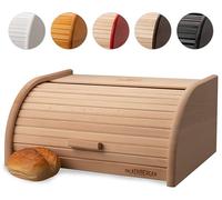 FALKENBERGER Boîte à pain en bois de hêtre - Environ 38 x 28 x 18 cm - XL - Boîte à pain traditionnelle avec couvercle enroulable - Fabriquée à la main