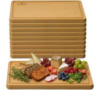 FALKENBERGER Lot de 10 planches à petit-déjeuner en hêtre massif | Fabriqué à la main en Europe. Doux pour les couteaux et utilisable des deux côtés, avec rainure de jus et dos lisse.