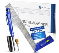 Falkenwald Équerre de serrurier professionnelle avec butée de 300 mm - Équerre de butée en métal inoxydable et galvanisée - Pour des travaux précis dans la construction métallique et l'atelier - Angle